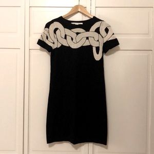 DVF short sleeve black sweater dress